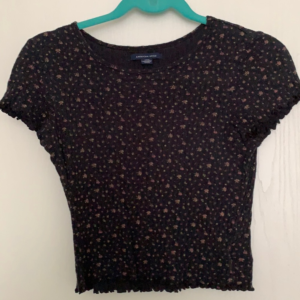 Black Floral Baby Tee
